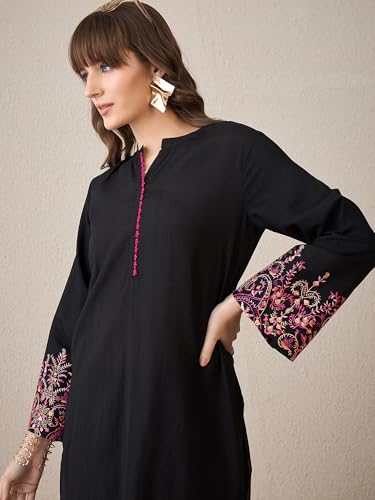 Image of INDO ERA Women's Embroidered Anarkali Kurta Pant Set with Dupatta | Cord Set For Women Cotton