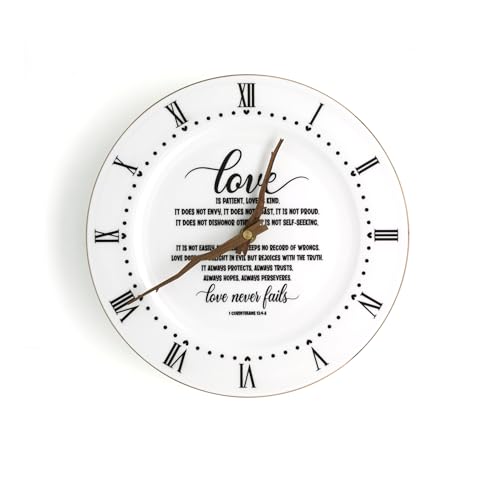 Treble Bee Rel&oacute;gio de porcelana Love Never Fails com acabamento dourado para casa, cozinha, sala de...