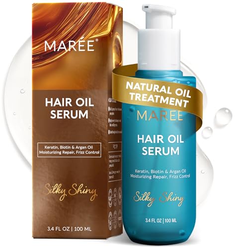 MAREE Hair Oil for Frizzy Hair with Argan Oil, Keratin & Biotin – Hair Serum for Dry and Curly...