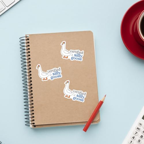 Image of 3pcs Certified Silly Goose Funny Sticker Pack, Meme Animal Humor Design, Die Cut Waterproof Vinyl Decal for Laptop, Water Bottle, Phone, Window, Helmet, Goose Lover Gift 3 Inches