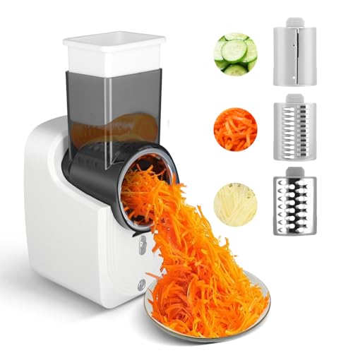 Electric Multi Grater, Automatic Slicer with 3 Attachments, White
