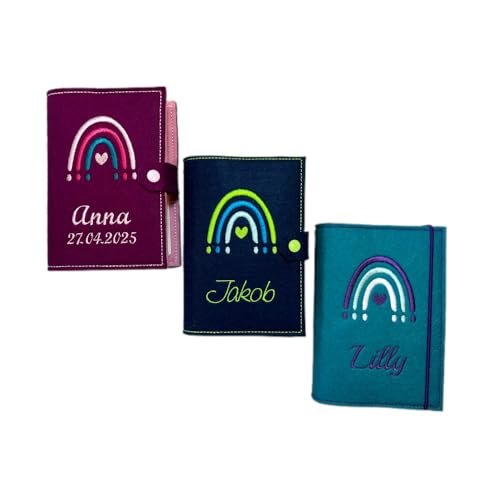 Generisch Gotteslob Hülle | Regenbogen Herz | hochwertig und einzigartig bestickt | Kommunion | Geschenk | Gotteslob | Buchhülle