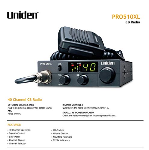 Uniden Pro510Xl Pro Series 40-Channel Cb Radio. Compact Design. Backlit Lcd Display. Public Address. Anl Switch And 7 Watts Of Audio Output. Unique Pll Circuit. S/Rf Led Meter. , Black #TOP3