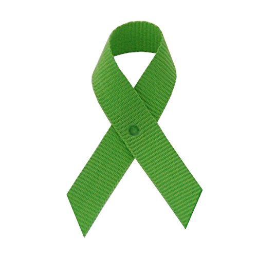 Exclusive USA | American Made 250 Lime Grosgrain Awareness Ribbons - Bag of 250 Lapel Ribbons with Clutch Pins