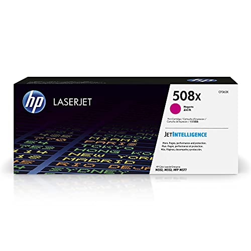 Original HP 508X Magenta High-yield Toner Cartridge | Works with HP Color LaserJet Enterprise M552, M553, HP Color LaserJet Enterprise MFP M577 Series | CF363X
