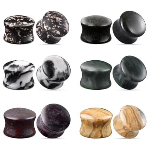 TBOSEN Mixed Stone Ear Plugs Tunnels Double Flare Saddle Stretching Gauges Expander Body Piercing Set Cover