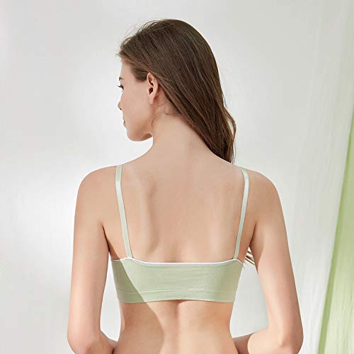 Women Girls Training Adjustbale Bras,Seamless Ruched Crop Bralette with Removable Pads 3Pack3