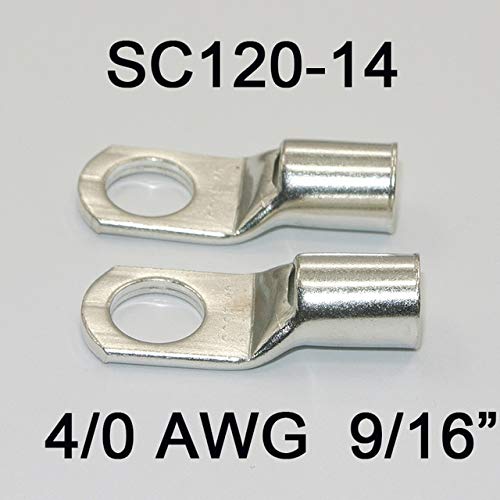 Davitu 10PCs SC120-12 SC120-14 SC120-16 Copper Tube Terminals Battery Cable Lugs/Eyelets Sizes 120mm2 4/0 AWG - (Color: SC120-14)