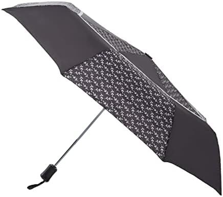 Laura Ashley Unisex Womens Mens Compact Travel Auto Open Close Foldable Umbrella, Windproof, Sun and Rain Proof Water Resistant Canopy - Black