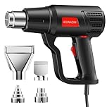 AIUNAOM 2000W Décapeurs Thermiques 50℃~650℃ Pistolet à Air Chaud Contrôle de Température Sans Paliers + 2 Débit d'air Protection Contre Les Surcharges Adapté au Chauffage, Au Dégivrage et à La Soudure