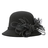 ChenXi Store Women's Wool Felt Flowers Church Bowler Hats
