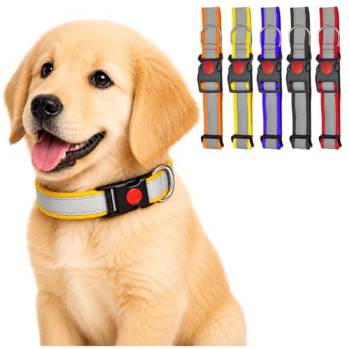 Image of Reflective Collar for Street Dogs, Quick Release Buckle | for 16-30 Kilograms Dogs (Mix Colors, Pack of 5),Nylon,10 Cm,5 Cm,Multicolor,Medium
