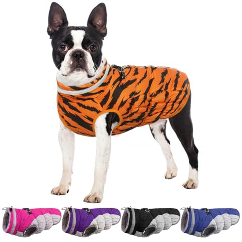Image of Waterproof Small Dog Coat, Warm Dog Jacket with Harness Built in, XS
