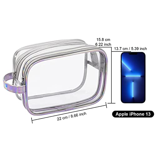 Lermende Clear Makeup Bag,2 Layer Clear Makeup Case,Coquette Glossier Bag Clear Zipper Bag For Travel,Portable Makeup Organizer Bag,Water-Resistant Large Makeup Cosmetic Bag For Women And Girl #TOP1