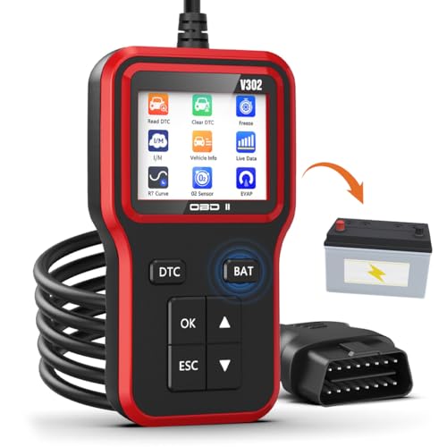 STHIRA® OBD2 Scanner Battery Tester, Professional Car Diagnostic Tool for Engine Codes, Live Data, Emissions, O2 & EVAP Tests Compatible with Most OBDII Vehicles Multilingual