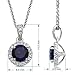 Jewelili Sterling Silver 6mm Created Opal, Amethyst, Swiss Blue Topaz, Aquamarine, Blue Sapphire, Peridot and Created White Sapphire Pendant Necklace, 18