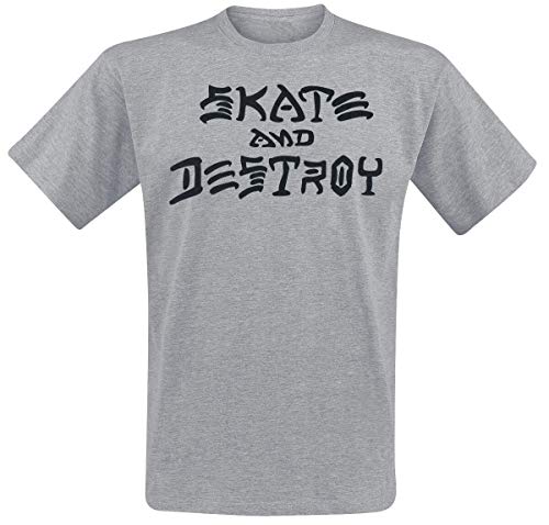 THRASHER Skate and Destroy Camiseta, Unisex Adulto, Gray, M