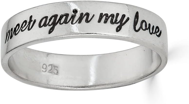By Hannah Design Personalized Sterling Silver Band Ring - Genuine 925 Sterling Silver