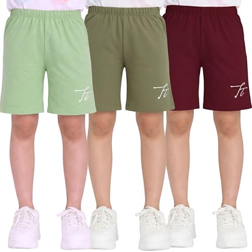 Image of TotzTouch Shorts for Kids Girls Pack of 3 | Summer Cotton Shorts| Kids Casual Cycling Shorts