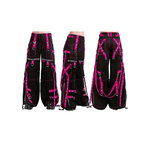 Unisex Gothic Pants with Chains & Straps Streetwear Punk Wide Leg