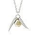 Legitta Euidditch Fliegend Snitch Gold kette mit Goldener Schnatz Anhänger Fanartikel Silber Halskette Geschenk Schmuck für Fans
