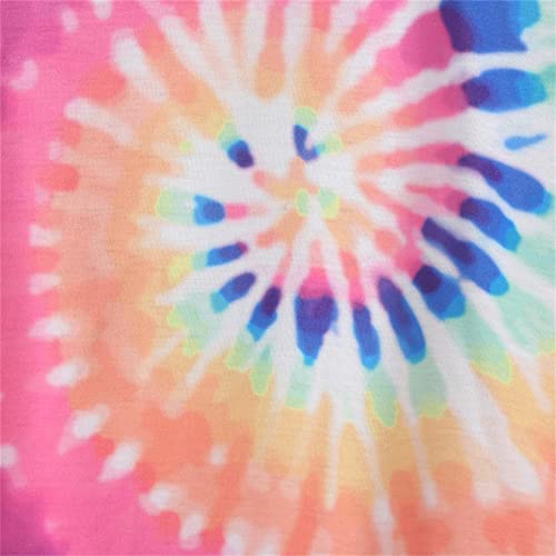 Túnica infantil para meninas, blusa de gola redonda, camiseta macia com estampa tie-dye de manga cur