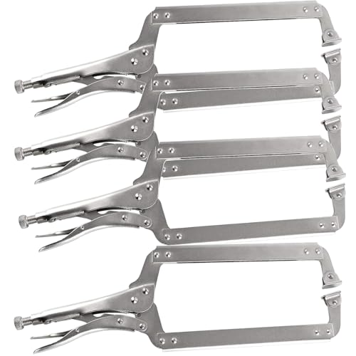 Image of HOZEON 4 PCS 18 Inch C Clamp Welding Pliers with Swivel Pads, Heavy Duty Welding Clamp,Woodworking Clamps Set, Adjustable Nickel Plated C Pliers for Wood Working, Welding, Electrician Maintenance