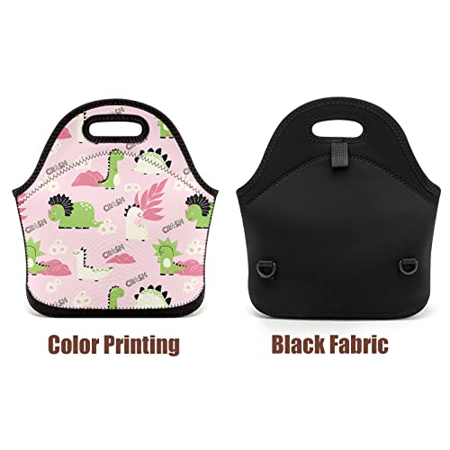 Dacawin Cute Kids Toddler Lunchbox Pink Cartoon Dinosaur Insulated Lunch Box Bag Reusable Outdoor Lunch Tote Bag Portable Leakproof Cooler Lunch Bags #TOP3
