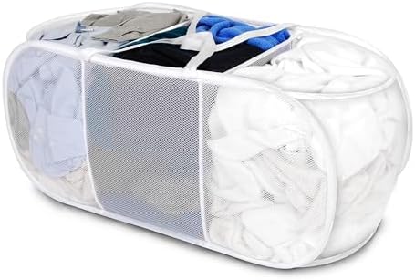 Smart Design Deluxe Mesh Pop Up 3 Compartment Laundry Sorter Hamp...