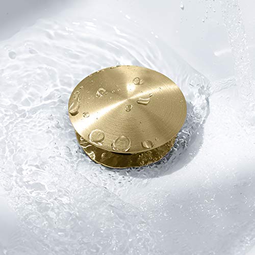 KAIYING Pop Up Drain, Bathroom Sink Drain Stopper with Overflow, Vessel Sink Drain Assembly with Detachable Basket Stopper, Anti-Explosion And Anti-Clogging Drain Strainer (Brushed Gold)