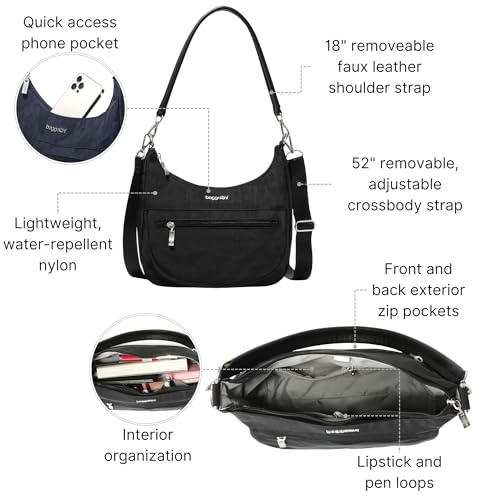 Image of Baggallini Modern Pocket Half Moon 11 inchx10.5 inch Shoulder Women W /Replaceable Straps Converts to Crossbody Bag