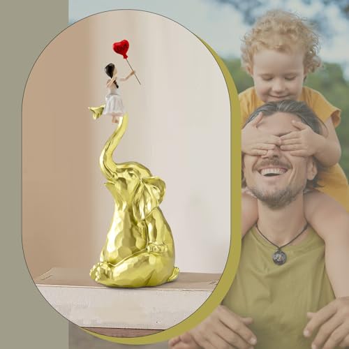 Elephant Gifts for Women - Gold Elephant Statue & Figurines, Home Decor for Living Room, Hand Heart Sculpture - Image 6