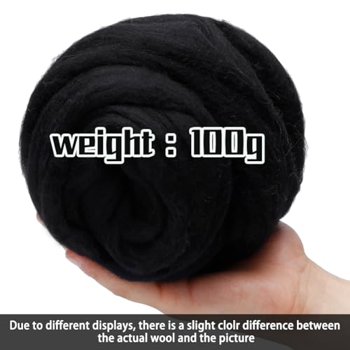 image for JUPEAN 3.53oz Wool Roving, Wool Felting Supplies, Pure Wools, Chunky Y