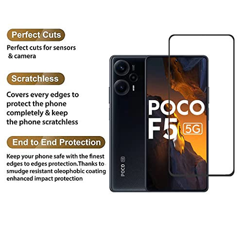 Image of Tempered Glass For Poco F5 5G Screen Protector Edge to Edge Coverages 11D Tempered Glass, Full Adhesives Glass POCO F5 5G