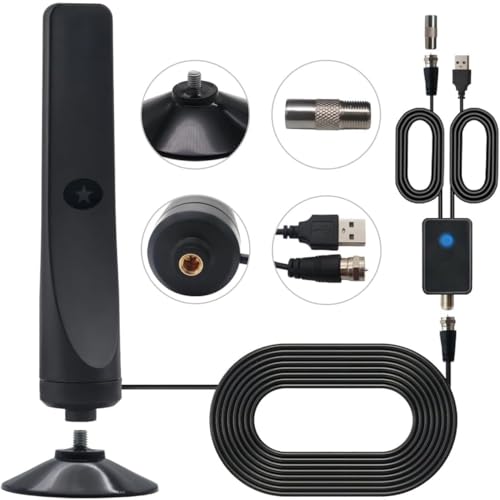 Rewave - Antena de TV DVB-T2, antena de TV digital Freeview para interiores con señal fuerte de más de 350 millas de alcance, antena de TV inteligente, soporte para interiores, radio