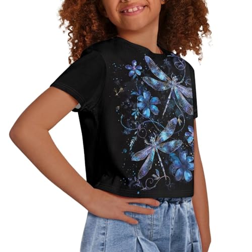 Image of Kids Crop Top Short Sleeve T-Shirts for Girls Size 5-14