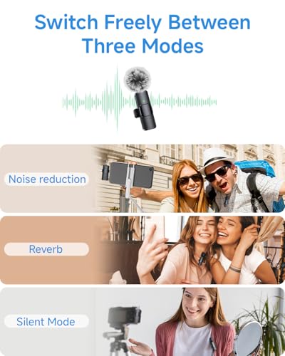 Image of PQRQP Mini Microphone for iPhone - 3 in 1 Wireless Microphones for iOS /Android /Camera, Studio-Quality Audio, Plug & Play Clip Mic for Video Recording Podcast