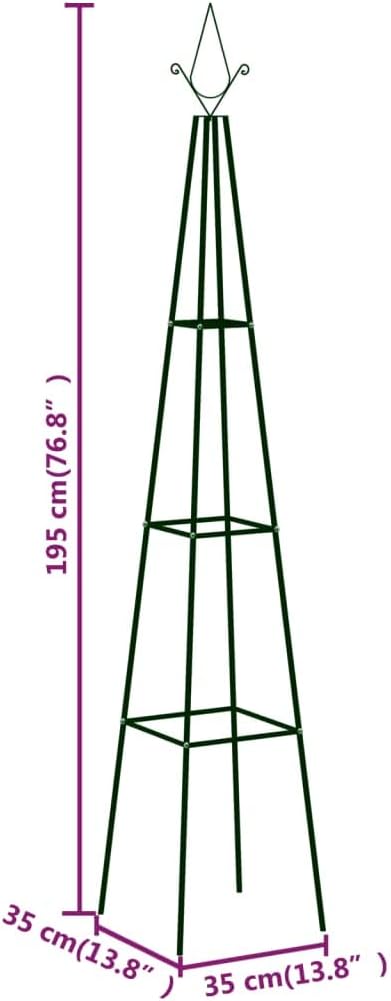vidaXL Garden Climbing Plant Racks 2 pcs - Train Your Climbing Roses, Passion Flowers - Easy Assembly - Weather-Resistant Iron Construction - Dark Green Color - 13.8"x13.8"x76.8" Dimensions