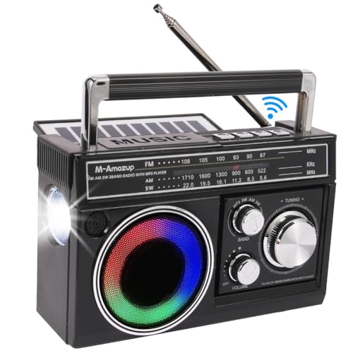 Player Radio Solar Retro Outdoor Emergenza Multifunzione Bluetooth FM Am Disaster Prevention con Illuminazione