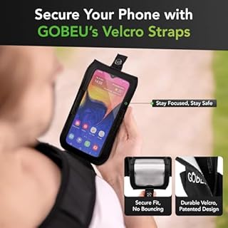 GOBEU Running Phone Holder Vest | Waterproof Phone Pouch | Adjustable Waistband | Water Bottle Holder | 2 Pockets for Running Accessories | Lightweight and Breathable Running Vest - Men & Women