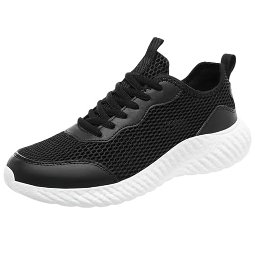 SJJH Zapatillas deportivas transpirables para hombre, ligeras, suela suave, versátiles para mayor comodidad, negro/blanco, 43 EU