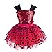 Lito Angels Vestito da Ladybug Coccinella per Bambina, Gonna Tutu in Tulle Rosso a Pois, Taglia 7-8 Anni