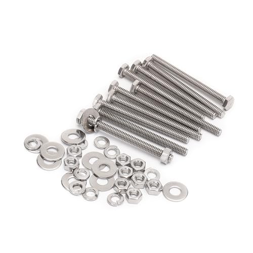 Qxskslh 1/4-20 X3 Complete Set Hex Head Screw Bolts,Nuts,Fender Flat Washers,Split Lock Washers,Fully Threaded thumb #2