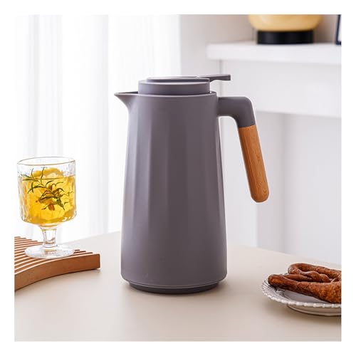 Rednut 魔法瓶 保温ポット 大容量 家庭用 真空断熱 保温 保冷 卓上ポット コーヒーポット 広口 プッシュ式 オフィス 業務用 旅行用 24時間の長期保温 水筒 保温 保冷 1000ML 魔法びん (灰色,不?示温度)