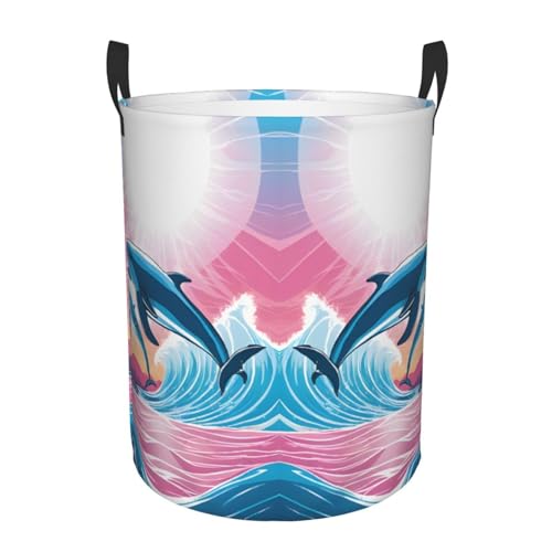 Panier à linge 62L pliable M avec poignées Dauphins