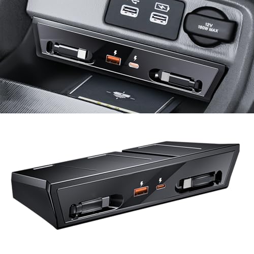 Center Console USB Hub Compatible with Honda Civic 2022 2023 2024 2025, 120W 4-Port Retractable Car Fast Charging Cables Phone Charger Docking Station