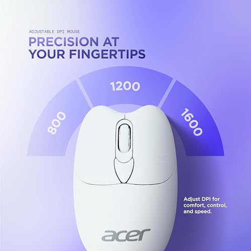 Image of Acer Cuteo Wireless Keyboard and Mouse Combo | 2.4GHz Wireless USB Receiver | Retro Round Keycaps | 1200 DPI Optical Mouse | Plug & Play Compact Design for PC, Laptop, Office & Home Use |White