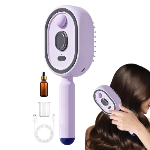 Peine eléctrico con cojín de aire, 1 pieza, cepillo antiencrespamiento de luz roja recargable por USB, batería de 300 mAh y 45 minutos de tiempo de funcionamiento, con aceite y taza medidora, para uso