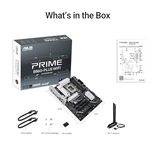 ASUS Prime B860-PLUS WiFi, Carte mère Intel ATX, 8+1+1+1 80A étapes d'alimentation DrMOS, DDR5, PCIe 5.0, 2 emplacements M.2, Realtek 2,5 Go Ethernet, Wi-FI 6E, DisplayPort, HDMI, USB Type-C 20 Gbps