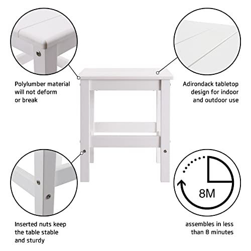 EFURDEN Side Table, Polystyrene End Table for Adirondack Chair, Outdoor Side Table Weather Resistant, Patio End Table with Low Maintenance (White) EFURDEN Side Table, Polystyrene End Table for Adirondack Chair, Outdoor Side Table Weather Resistant, Patio End Table with Low Maintenance (White)